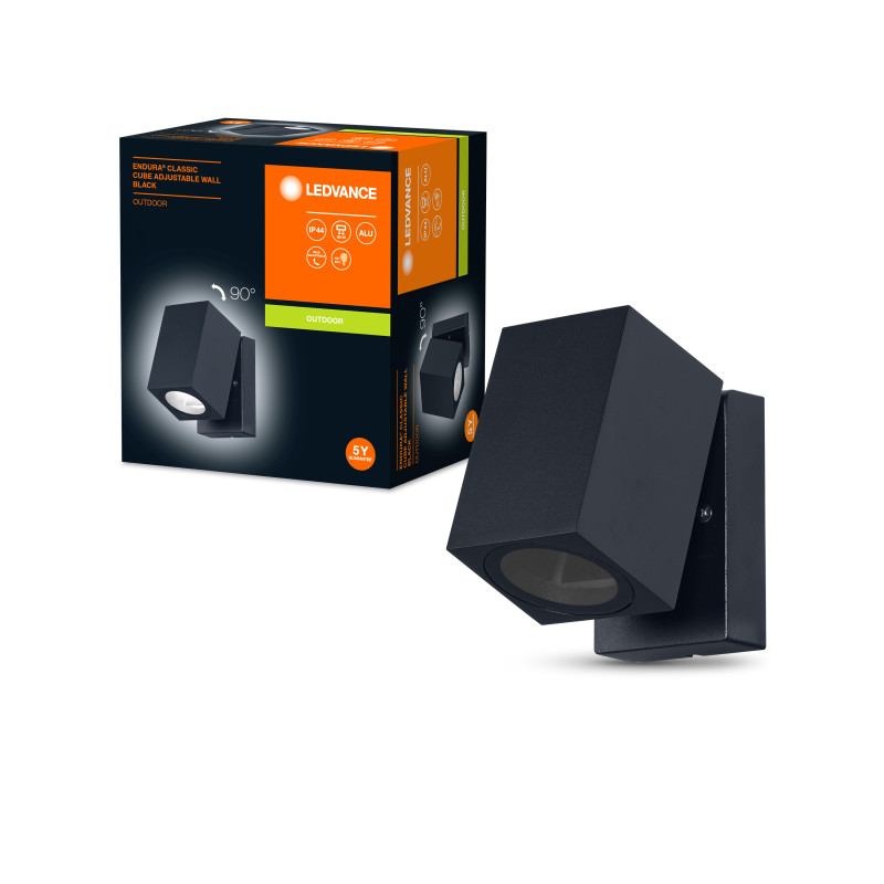 Светильник 220V IP44 100х93mm [4058075763562] Ledvance Endura Classic Cube ADJ Wall
