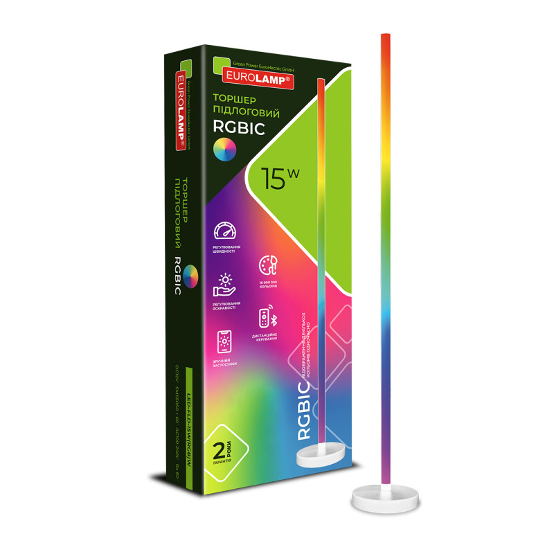 SMART светильник напольный 15W 12V RGB 1400x155mm белый [4262380666146] EUROLAMP LED-FLD-15W(RGB)W