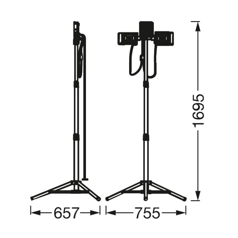 Прожектор LED 40W 220V 3600lm 4000K IP65 1695х657х755mm [4058075576575] LEDVANCE WORKLIGHT BATTERY TRIPOD
