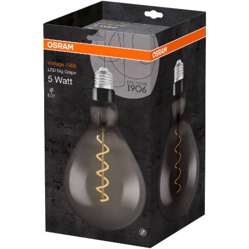 Лампа светодиодная винтажная 5W 220V 110lm 1800K E27 160x287mm [4058075269903] OSRAM Fil Vintage 1906Led Grape