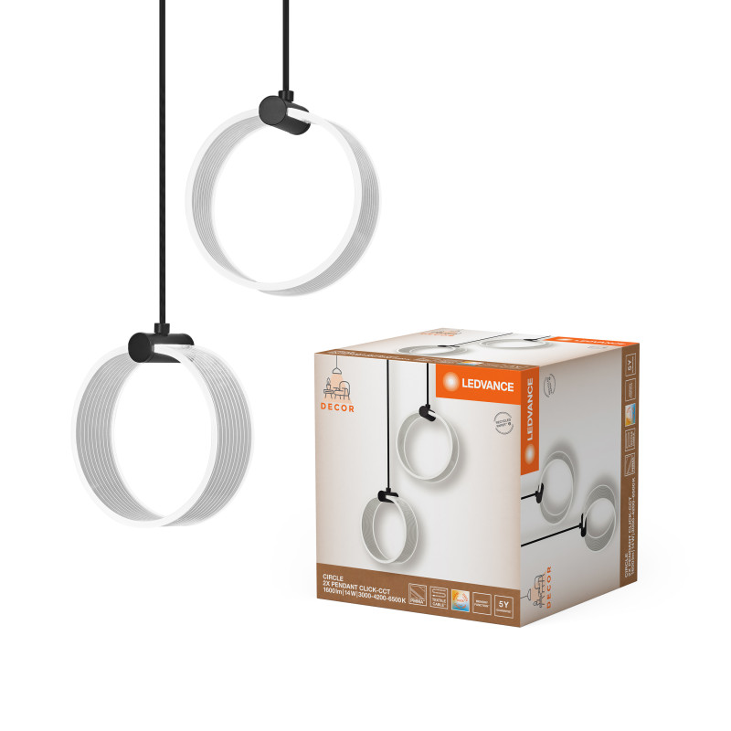 LED Светильник подвесной 14W 220V 930lm 3000K 273x150x1210mm [4058075838628] Ledvance DECOR CIRCLE 2XPEND PL