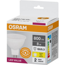 Лампа светодиодная 8W 220V 800lm 3000К GU5.3 50х46mm рефлекторная [4058075689428] led mr16 OSRAM