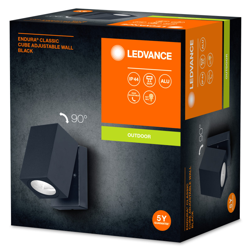 Светильник 220V IP44 100х93mm [4058075763562] Ledvance Endura Classic Cube ADJ Wall