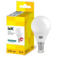 Лампа светодиодная 6W 220V 540lm 4000К E14 82x45mm шар [LLA-G45-6-230-40-E14] alfa G45 УЕК
