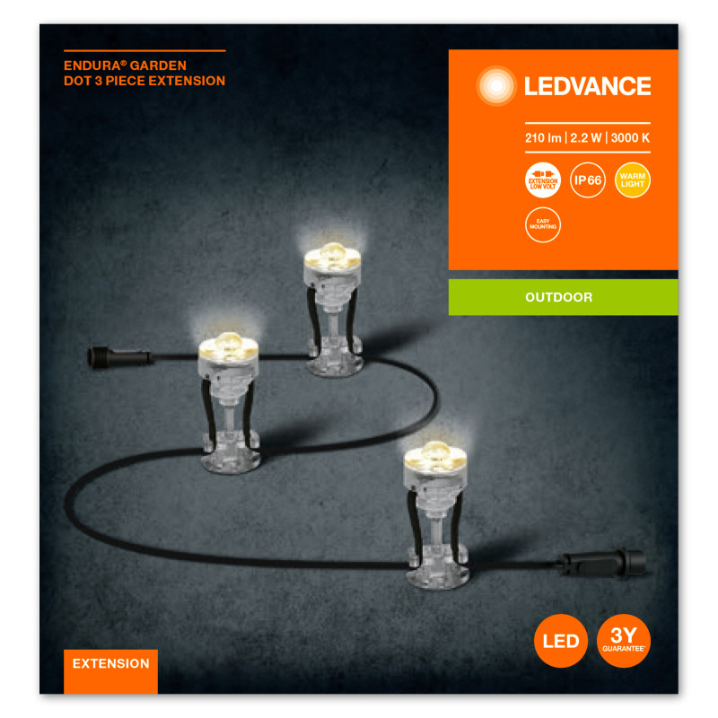 Светильник-подовжувач 2W 220V 210lm 3000K IP65 96х23х23mm [4058075478510] Ledvance ENDURA GARDEN DOT