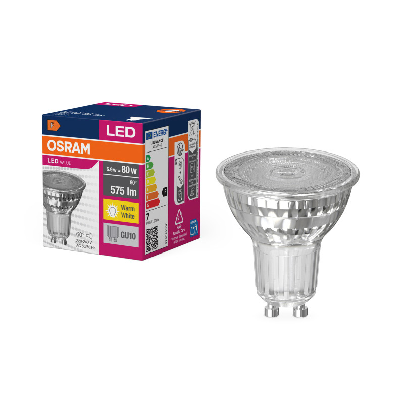 Лампа LED 6,9W 220V 575lm 3000K GU10 50x54mm рефлекторная [4058075096769] Osram PAR16