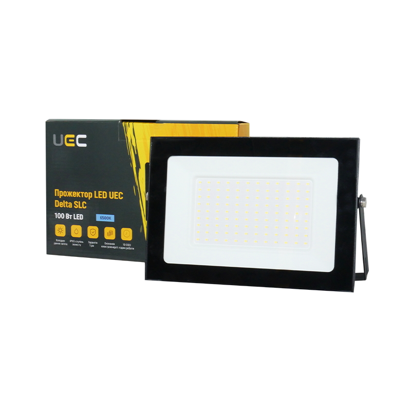 Прожектор LED 100W 230V 8000lm 6500K 237x175x30mm чорний [SLC-100-IP65-0-B] Delta SLC UEC
