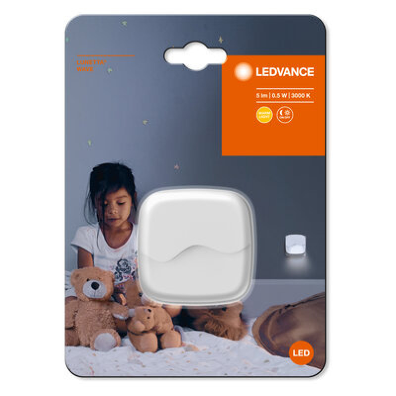 Ночник 0.50W 220V 5lm 3000K 55x60x60mm [4058075399662] Ledvance LUNETTA Wave в розетку с датчиком освещенности