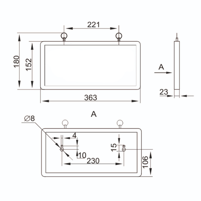 LED Светильник аварийный 3W 230V 40lm 1,5часа NiCd 363x25x180mm IP20 запасной выход [LSSA0-1002-003-K03] УЕК ССА 1002