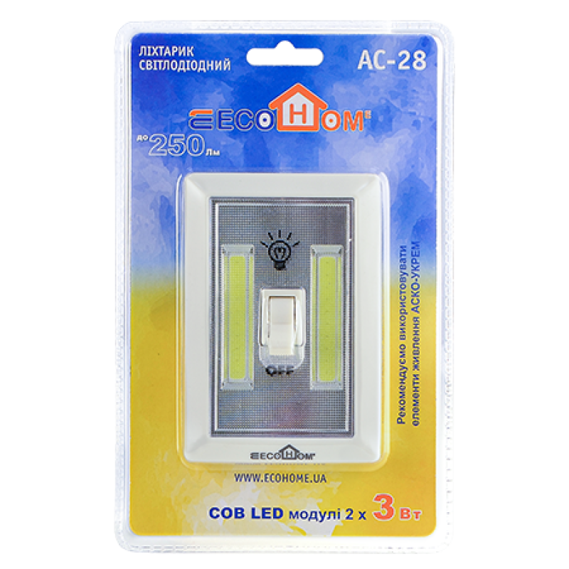 Лампа-фонарь LED 250lm 113x75mm [ECO018001001] ECOНОМЕ AC-28 на батарейках