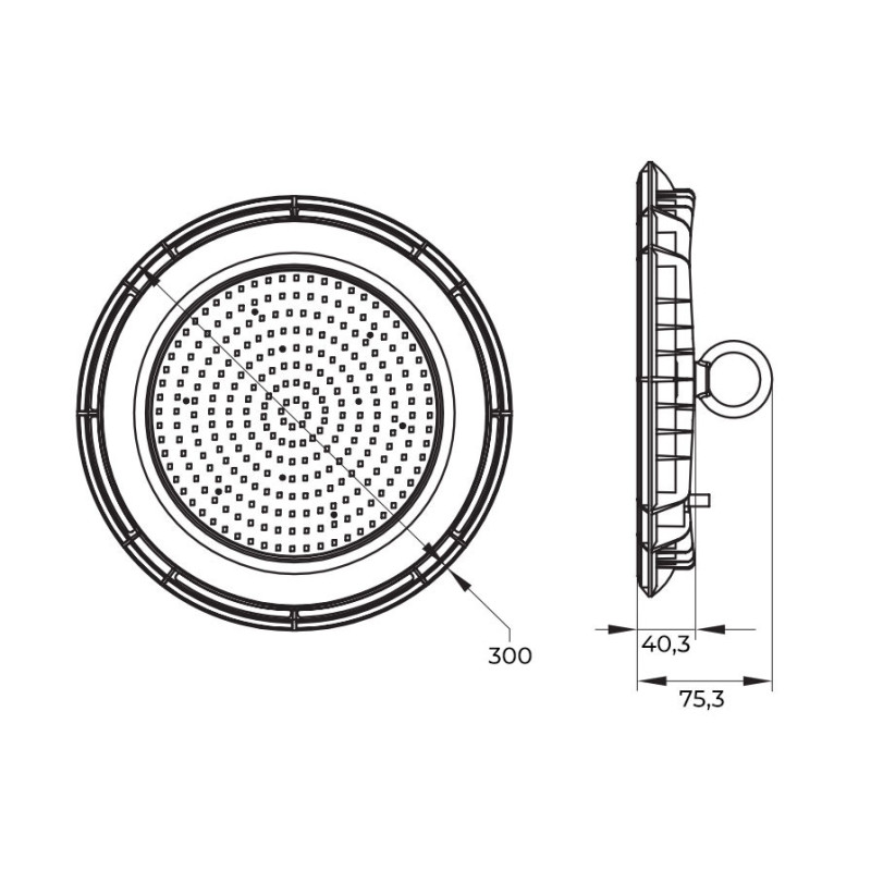 LED Светильник для высоких пролетов 150W 220V 15000lm 6500K ⌀300x40,3mm IP65 [l0830015] E.NEXT e.LED.ufo.stand.150.6500