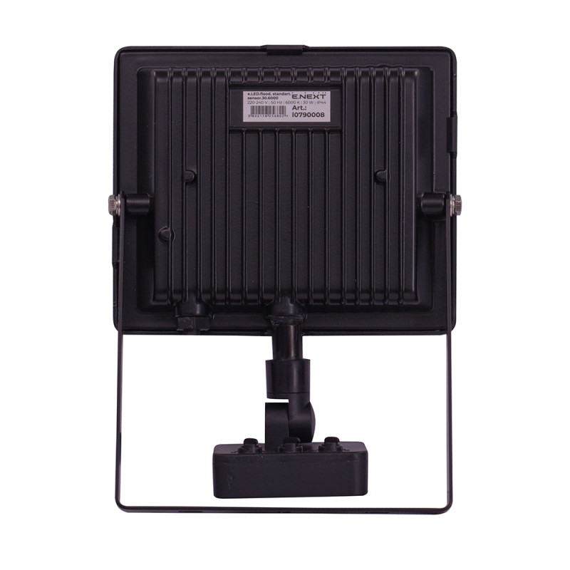 Прожектор LED 30W 220V 2400lm 6000K IP44 148x48x195mm с датчиком движения [l0790008] E.NEXT e.LED.flood.stand.sensor.30.6000