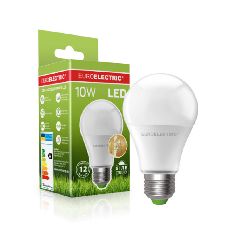 Лампа світлодіодна 10W 220V 830lm 4000K Е27 60x110mm груша [4260410489604] LED-A60-10274(EE) EUROLAMP