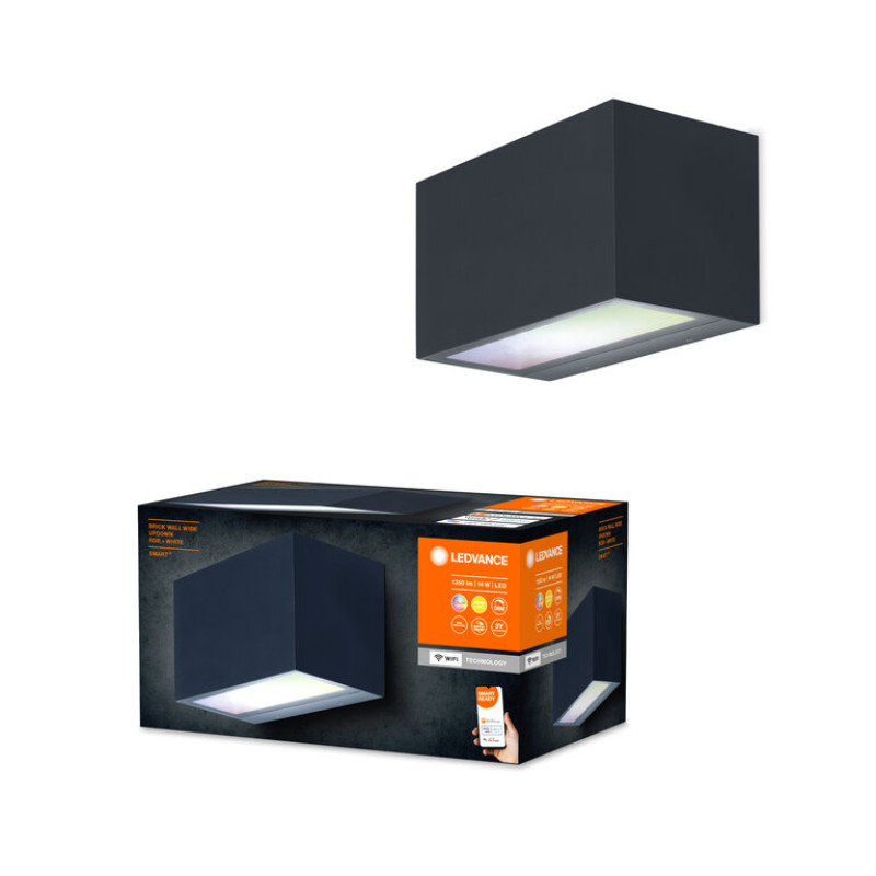 SMART уличный светильник 14W 220V 600lm 3000K RGBW WIFI 145x85x75mm [4058075564404] Ledvance Brick