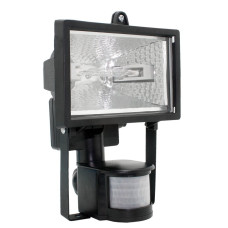 Прожектор галогенный 150W 230V Rx7s IP54 110x140x210mm с датчиком движения черный [LPI02-1-0150-K02] УЕК ИО150Д