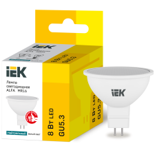 Лампа светодиодная 8W 220V 720lm 4000К GU5 50х50mm рефлекторная [LLA-MR16-8-230-40-GU5] alfa mr16 УЕК