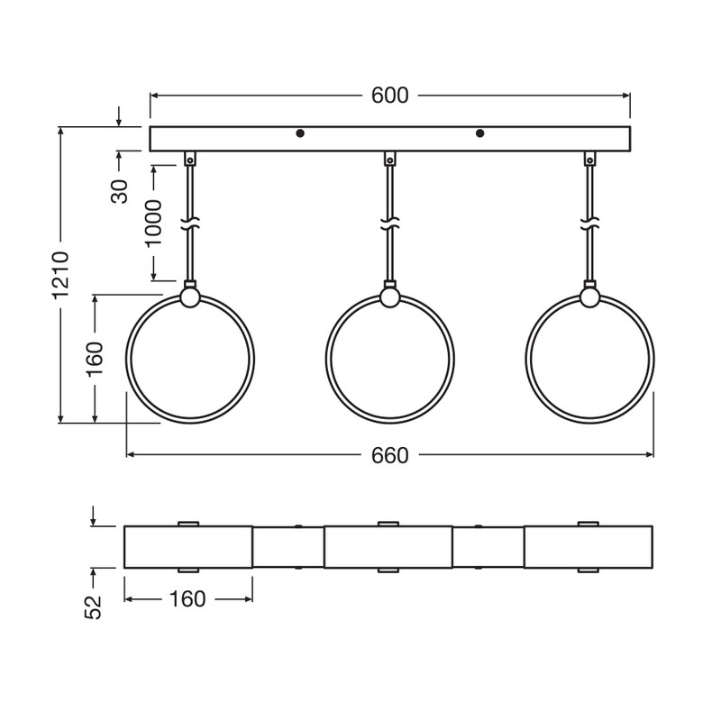 LED Светильник подвесной 20W 220V 1300lm 3000K 660x52x1210mm [4058075838666] Ledvance DECOR CIRCLE 3XPEND LN