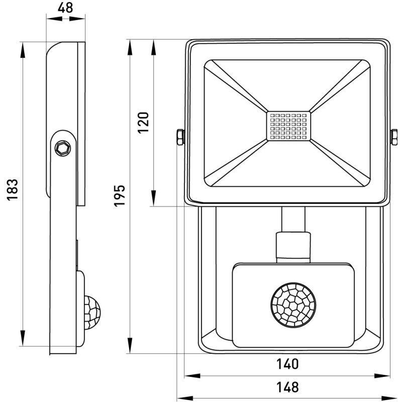 Прожектор LED 30W 220V 2400lm 6000K IP44 148x48x195mm с датчиком движения [l0790008] E.NEXT e.LED.flood.stand.sensor.30.6000