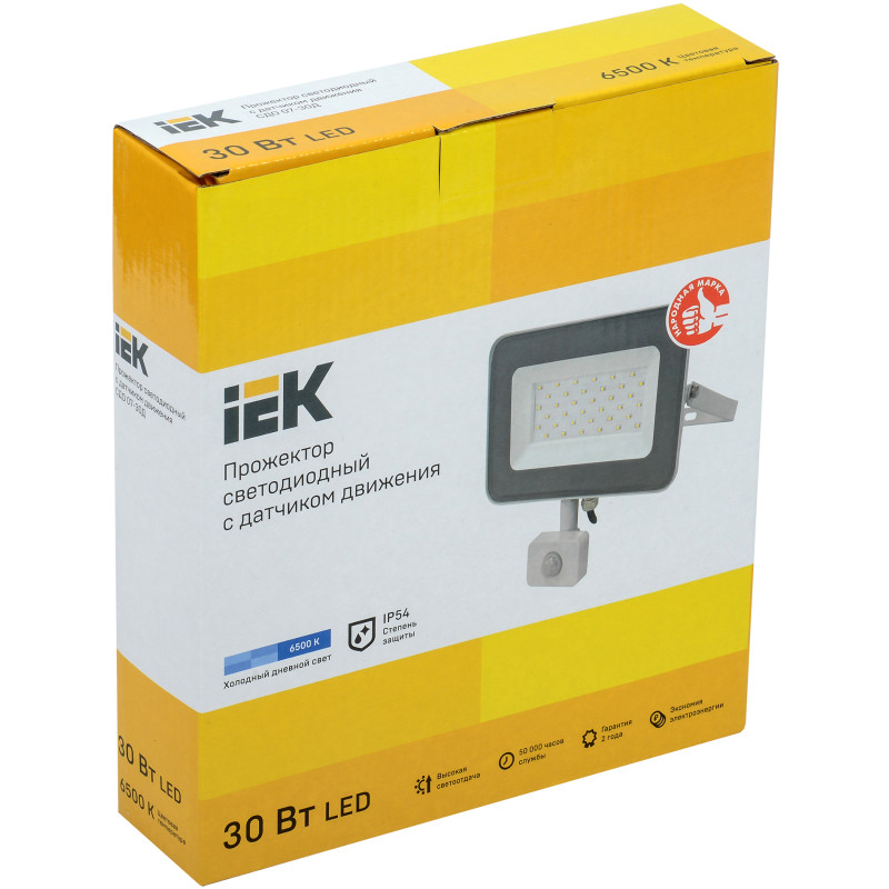 Прожектор светодиодный сдо 07-30Д с датчиком движения ip44 серый [lpdo702-30-k03]