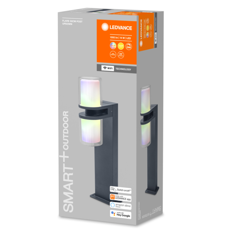 SMART светильник уличный 14W 220V 1350lm 3000K RGB WIFI 194х500х144mm [4058075564329] Ledvance Up Down Flare