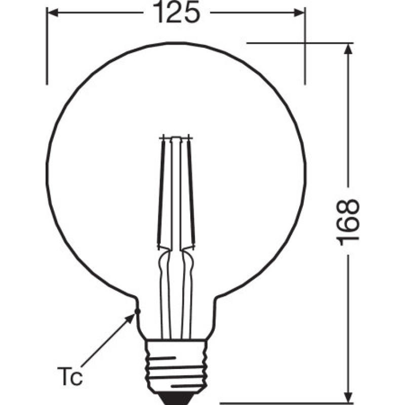 Лампа светодиодная винтажная 4.5W 220V 470lm 2500K E27 125x168mm филаментная [4058075092037] OSRAM Vintage1906
