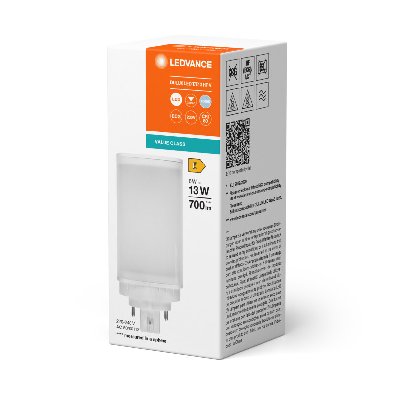 Лампа LED 6W 220V 700lm 4000K GX24q-1 102.8х45mm прямая [4058075822238] LEDVANCE DULUX LED T/E HF & AC MAINS V