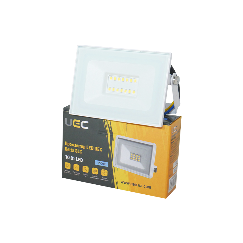 Прожектор LED 10W 230V 800lm 6500K 103x82x30mm білий [SLC-10-IP65-0-W] Delta SLC UEC