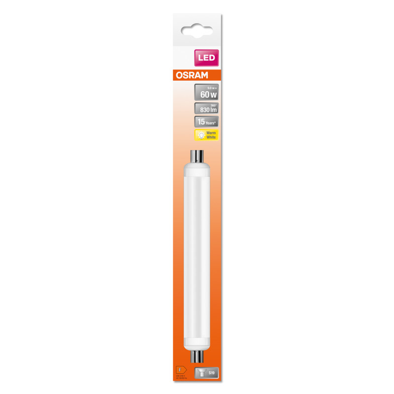 Лампа светодиодная 9W 220V 830lm 2700K S19s 38x310mm прямая [4099854059674] OSRAM LED LINE S15 / S19