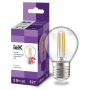 Лампа светодиодная филаментная 5W 220V 600lm 3000К E27 79x45mm шар [LLF-G45-5-230-30-E27-CL] 360° УЕК