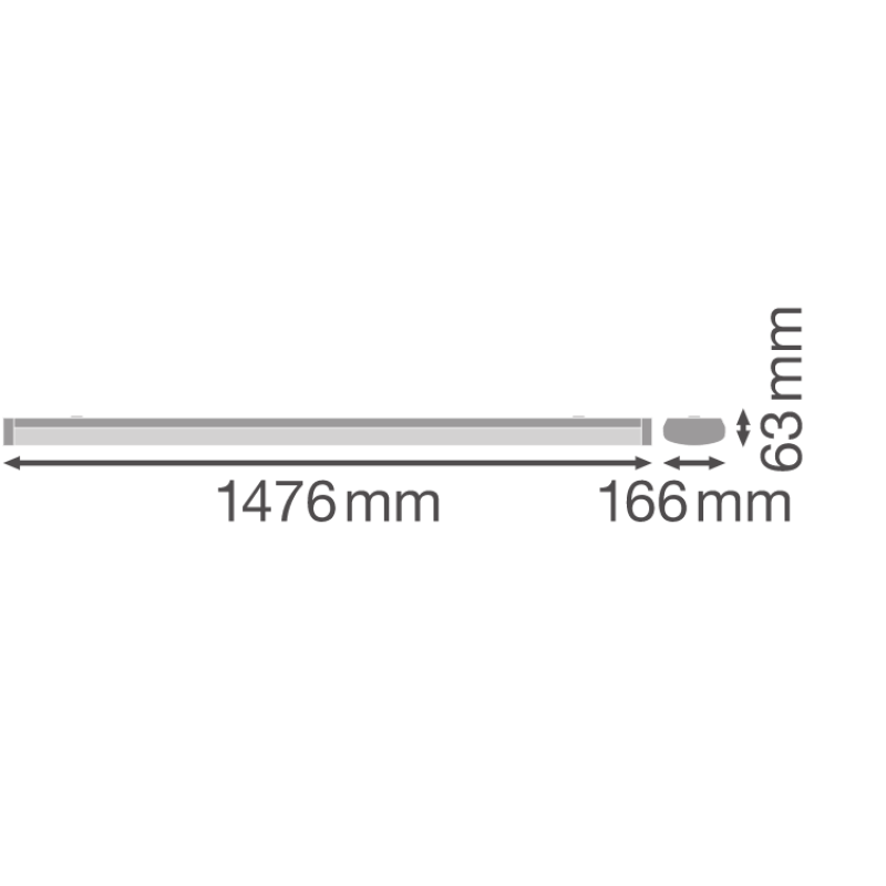 Светильник LED линейный 45W 220V 6165lm 4000K 1476x166x63mm IP44 [4058075733138] Ledvance LN SF 1500 P