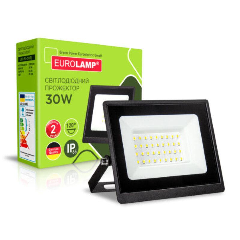 Прожектор LED 30W 230V 2550 6500K IP65 113x28x86,5mm [4262380663374] LED-FL-30(B) EUROLAMP
