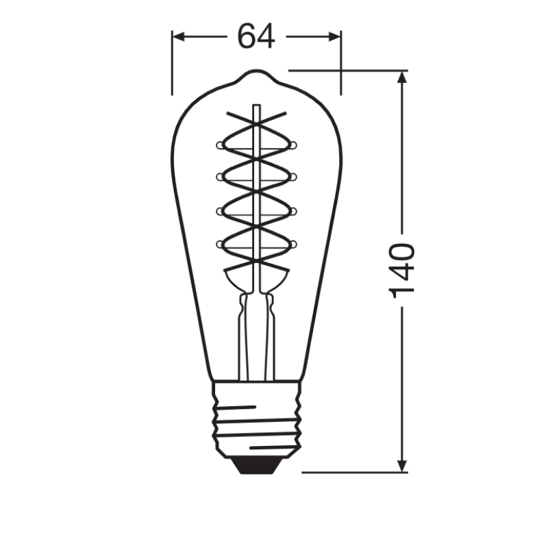 Лампа светодиодная винтажная 7.8W 220V 360lm 1800К E27 DIM 64x140mm филаментная [4058075761094] vintage OSRAM