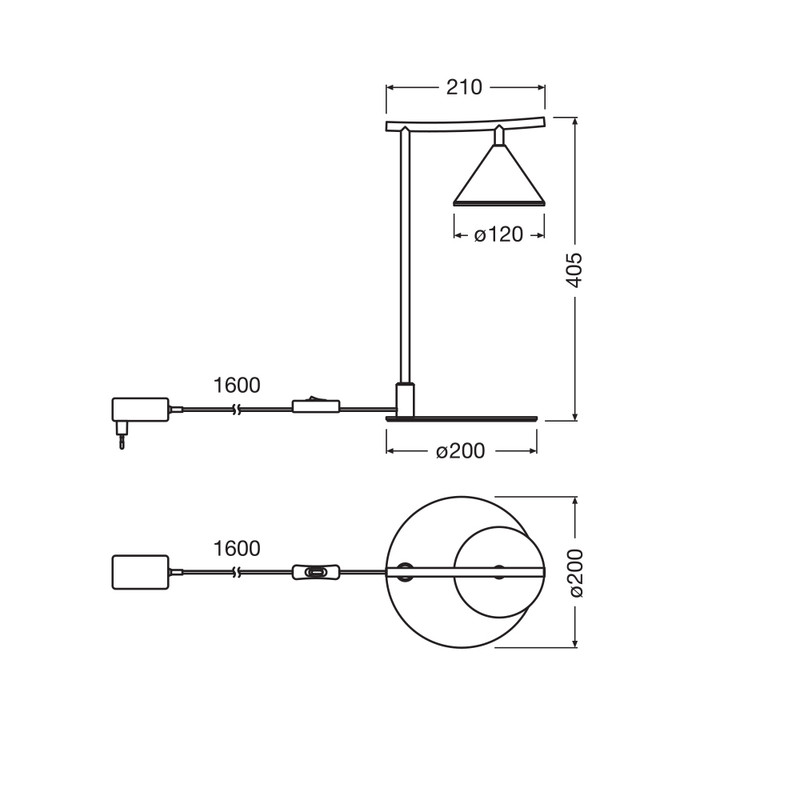 Настольная лампа 5W 230V 330lm 3000K 200x210x405mm [4099854454585] Osram DECOR FUJI TABLE
