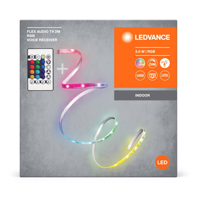Audio LED лента RGB 3.6W 5V IP20 DIM USB 2000х3х10mm [4099854095368] LEDVANCE Flex Audio Usb With Remote Control