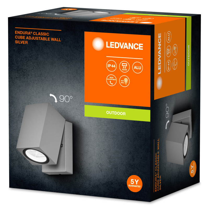 Светильник 220V IP44 100х93mm [4058075763586] Ledvance Endura Classic Cube ADJ Wall
