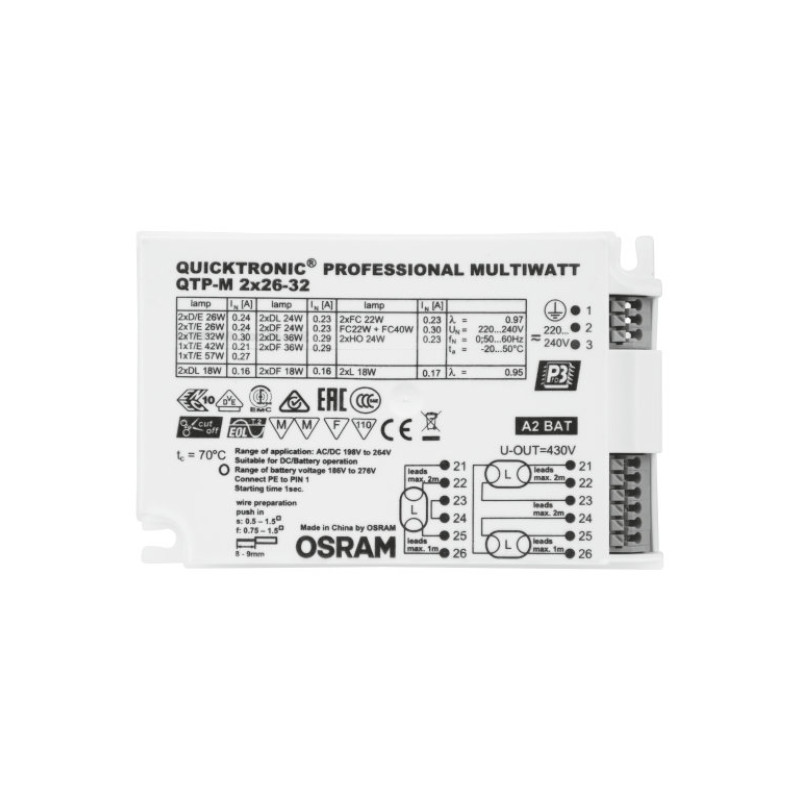 2x26-32 ЕПРА для компактних люмінесцентних ламп 220-240V IP20 [4008321329158] QTP-M Osram