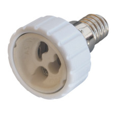 Переходник Е14-GU10 пластик белый [s9100040] E.NEXT e.lamp adapter.Е14/GU10.white
