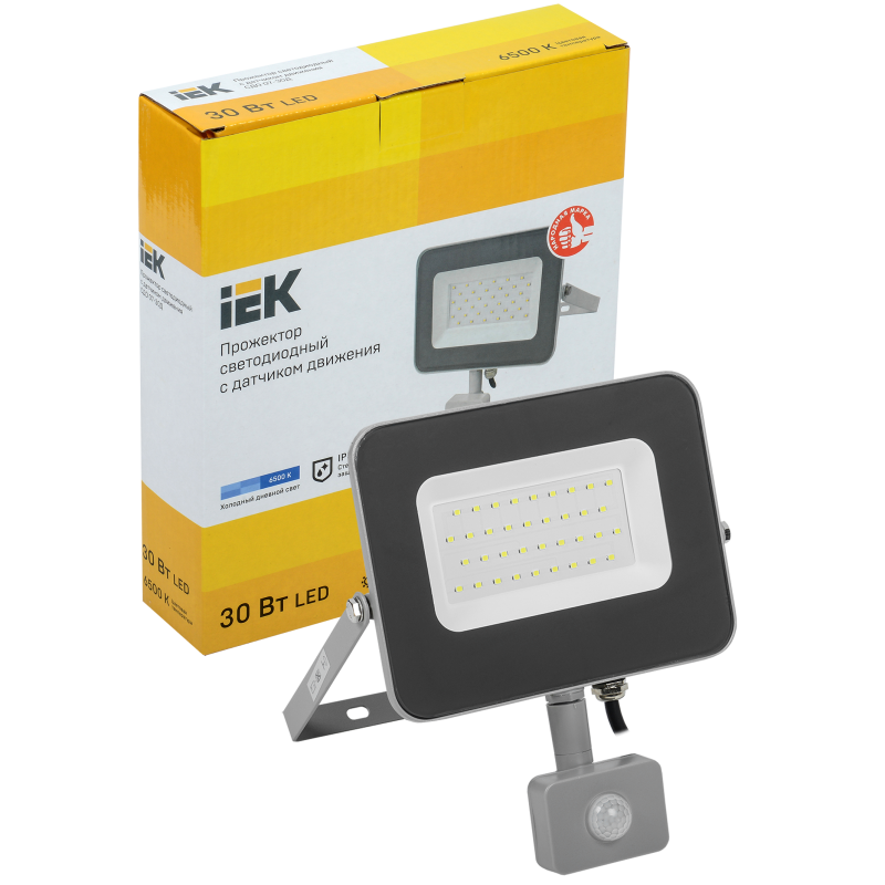 Прожектор светодиодный сдо 07-30Д с датчиком движения ip44 серый [lpdo702-30-k03]
