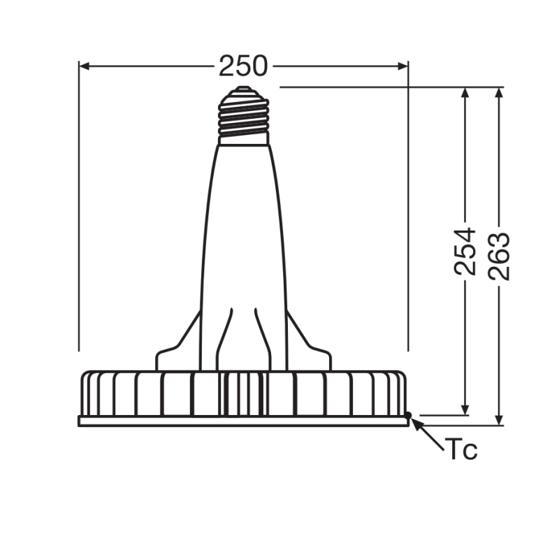 Лампа LED 105W 220V 14000lm 4000К Е40 250х263mm рефлекторная [4058075780385] OSRAM HID LED Highbay Universal P