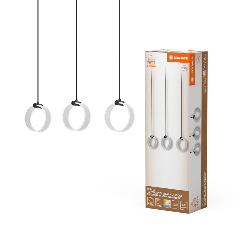 LED Светильник подвесной 20W 220V 1300lm 3000K 660x52x1210mm [4058075838666] Ledvance DECOR CIRCLE 3XPEND LN