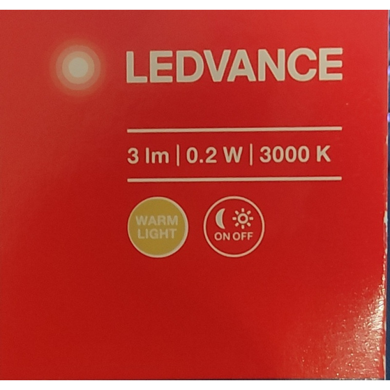 Ночник 0.2W 220V 3lm 3000K 65x73x84mm [4058075266803] Ledvance LUNETTA Hall с датчиком освещенности в розетку