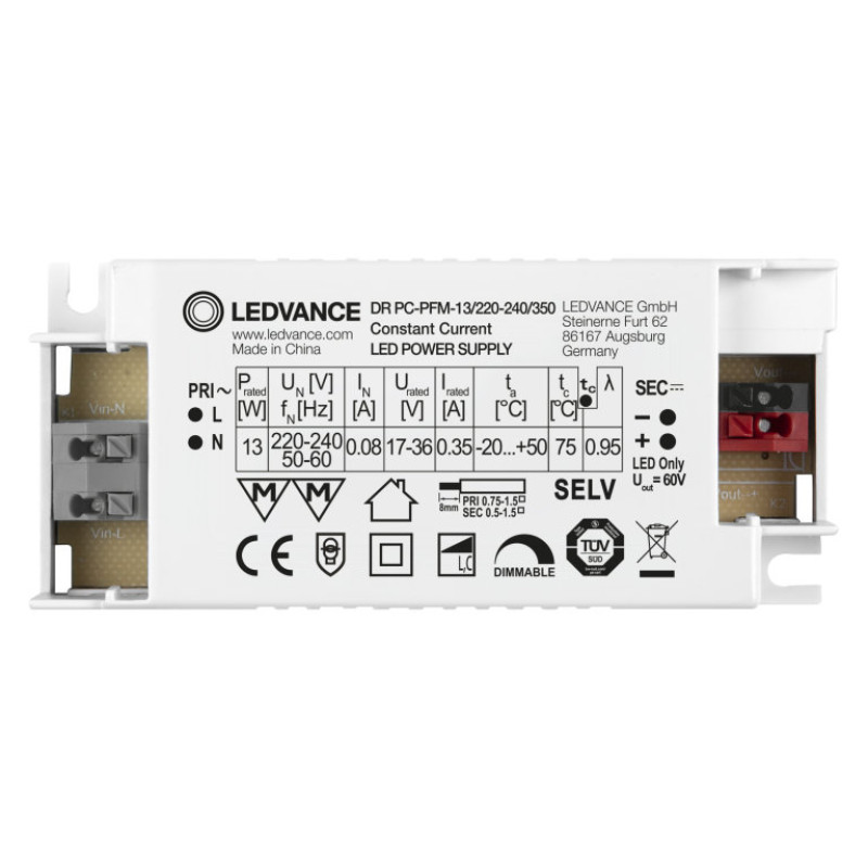 LED драйвер 10x1 13W 220-240V вихідна 17-36V 350mA DIM IP20 [4058075239814] DR PC-PFM Osram