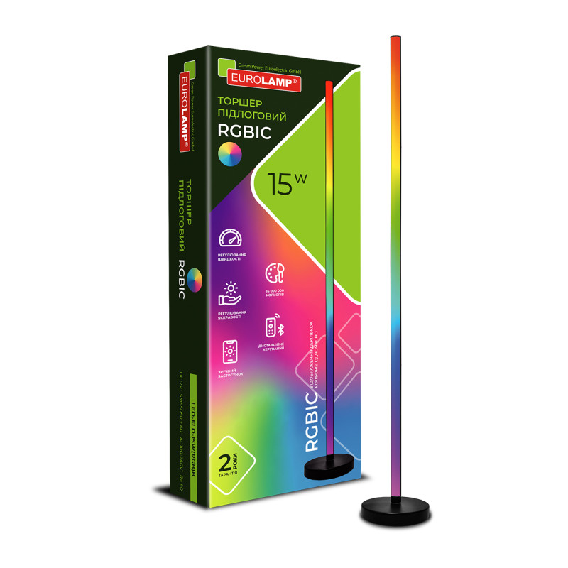 SMART светильник напольный 15W 12V RGB 1400x155mm черный [4262380666153] EUROLAMP LED-FLD-15W(RGB)B