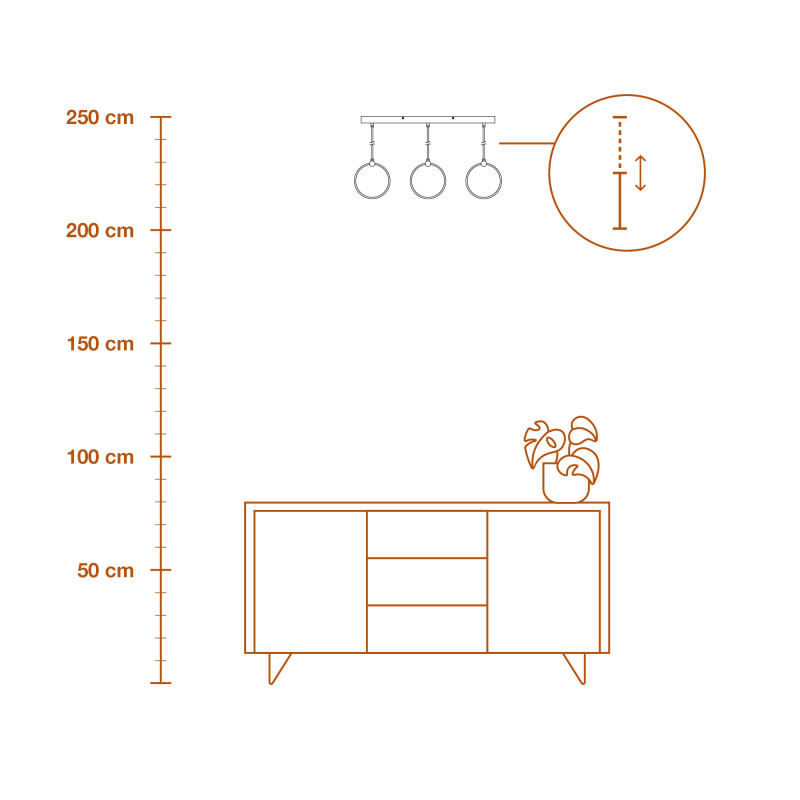 LED Світильник підвісний 20W 230V 2400lm 3000K 660x52x1210mm [4099854459023] Osram DECOR CIRCLE 3XPEND LN