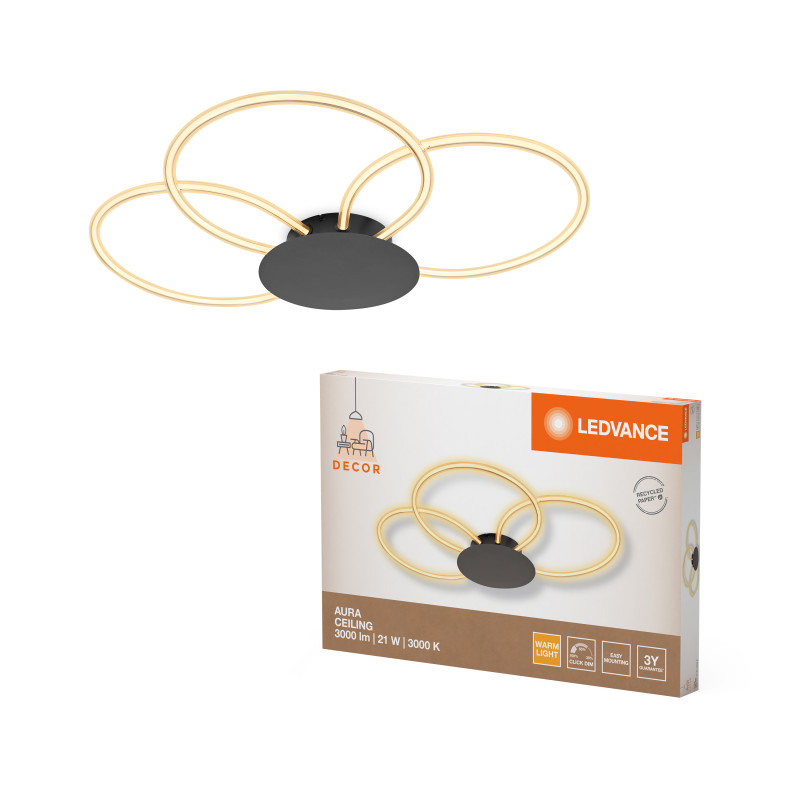 LED Светильник накладной 21W 220V 2200lm 3000K 913x615x75mm DIM [4058075842021] Ledvance DECOR AURA CEILING