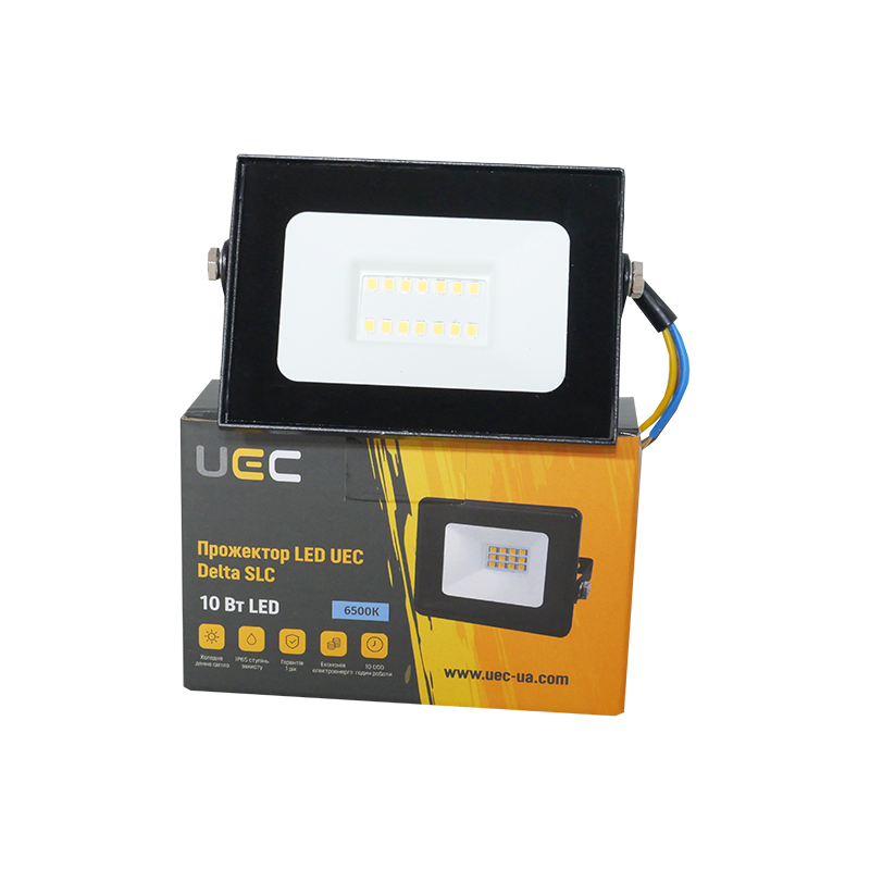 Прожектор LED 10W 230V 800lm 6500K 103x82x30mm черный [SLC-10-IP65-0-B] Delta SLC UEC
