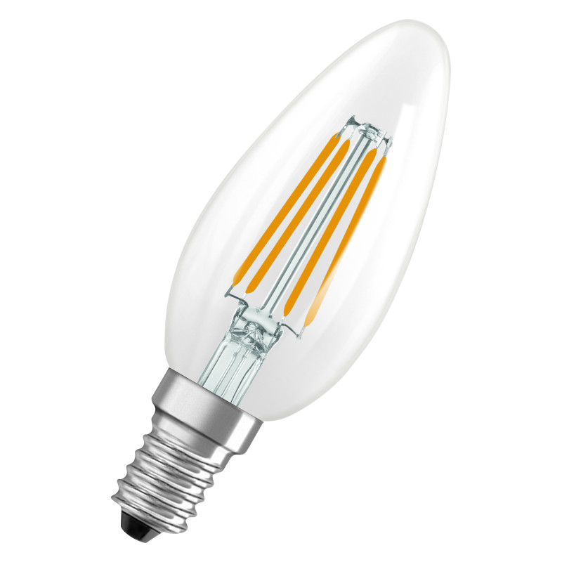 Лампа филаментная 3,4W 230V 470lm 2700K E14 DIM 35x100mm свеча [4099854445712] LED CL B40 FIL OSRAM