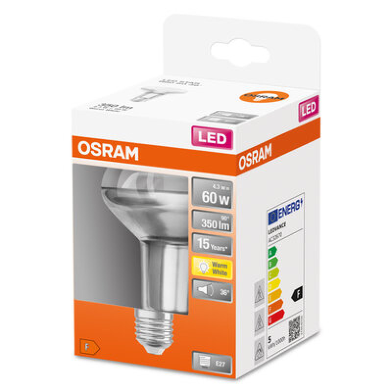 Лампа светодиодная рефлекторная 4.3W 220V 350lm 2700К E27 80х113mm гриб [4058075433304] LED STAR R80 OSRAM