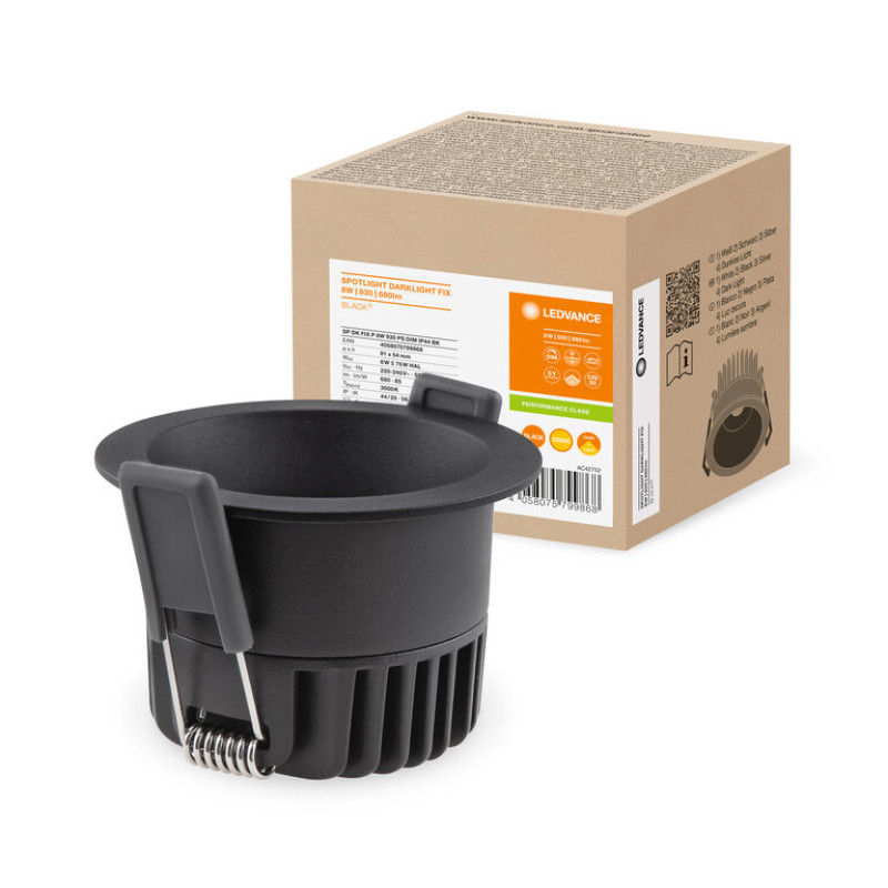 Світильник точковий 8W 220V 680lm 3000K ⌀81mm DIM IP44 чорний [4058075799868] Ledvance SP DK FIX P