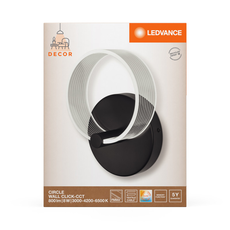 LED Светильник накладной 8W 220V 370lm 3000K 160x95x225mm [4058075838680] Ledvance DECOR CIRCLE WALL